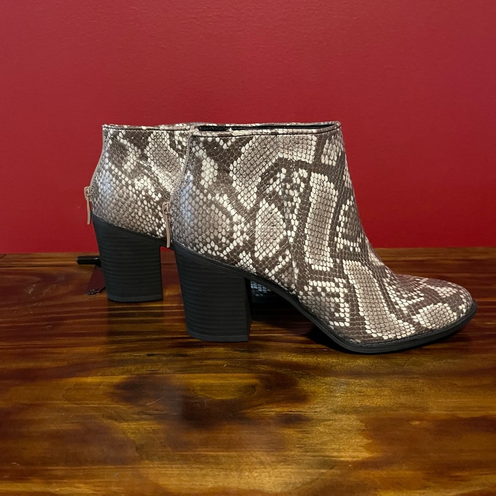 Snakeskin Ankle Boots - Brown